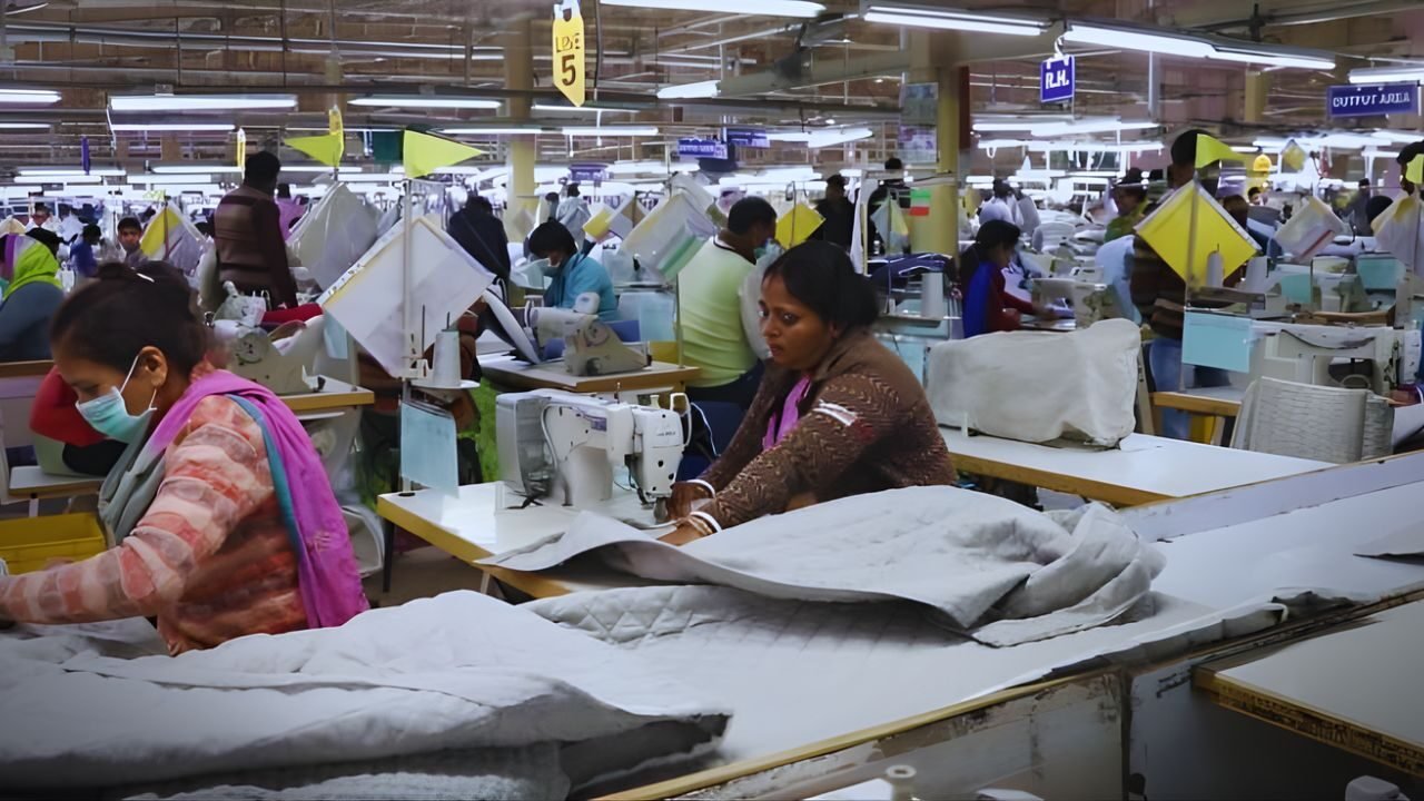Punjab women textile training session inside a factory setting